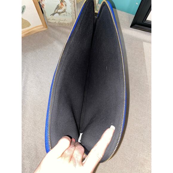 Kate Spade New York Laptop Sleeve Zip Case Blue Gold Logo Hardware - Picture 7 of 10